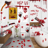 Bloody Handprint & Footprint Halloween Window Stickers – 84PCS Creepy Bathroom & Wall Decals (Color01, Reusable PVC)