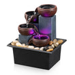 4-Level Tabletop Waterfall Fountain with LED Light & Natural Rocks – Indoor Meditation Decor (Brown)