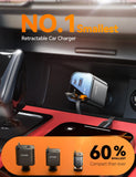 84W 4-in-1 Retractable Car Charger – Fast USB-C & USB Multi-Device Car Charging Station