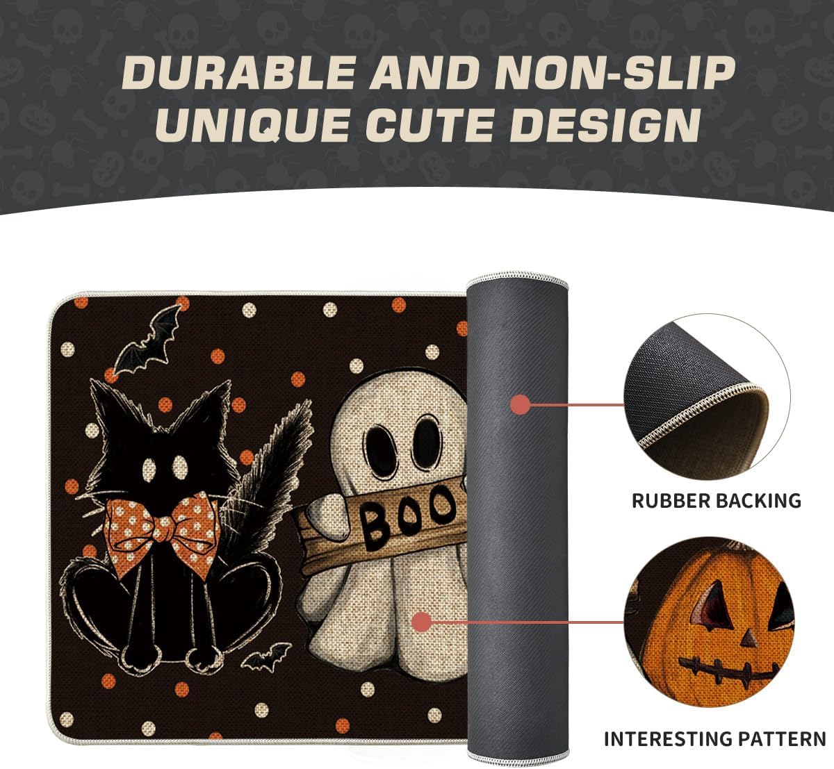 Artoid Mode Halloween Doormat – Non-Slip Rubber Welcome Mat for Entryway & Porch (17x29", Black)