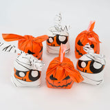 100 PCS Halloween Treat Bags Candy Bags, Kids Trick or Treat Bags Goodie Bags, Cute Rabbit Ear Small Halloween Cookies Plastic Gift Bags for Halloween Party Decoration Supplies