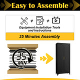 Tall Steel Storage Cabinet with Adjustable Shelves – Heavy-Duty Pantry & Utility Organizer for Home and Garage