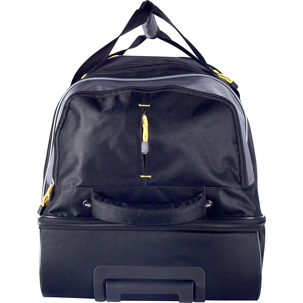 TPRC Sierra Madre 30” Rolling Duffel Bag, Large 103L Travel Duffle with In-Line Wheels (Black/Gray)