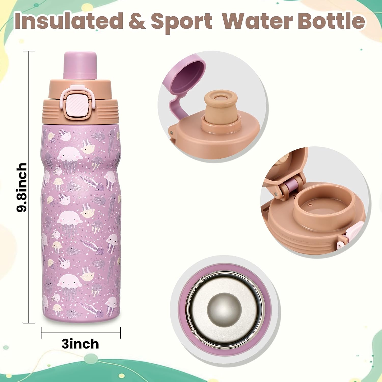 Kids Water Bottle Set – 17 oz Insulated Stainless Steel & 24 oz Leakproof Tritan Sports Bottle