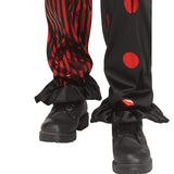Evil Red & Black Jester Costume – Men’s Halloween Outfit with Chrome Mask, Hair, Collar & Jumpsuit