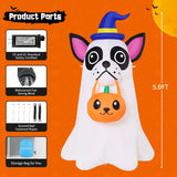 Halloween Inflatable Dog with Pumpkin – 4FT Light-Up Yard Decoration with LED & Fast Inflation