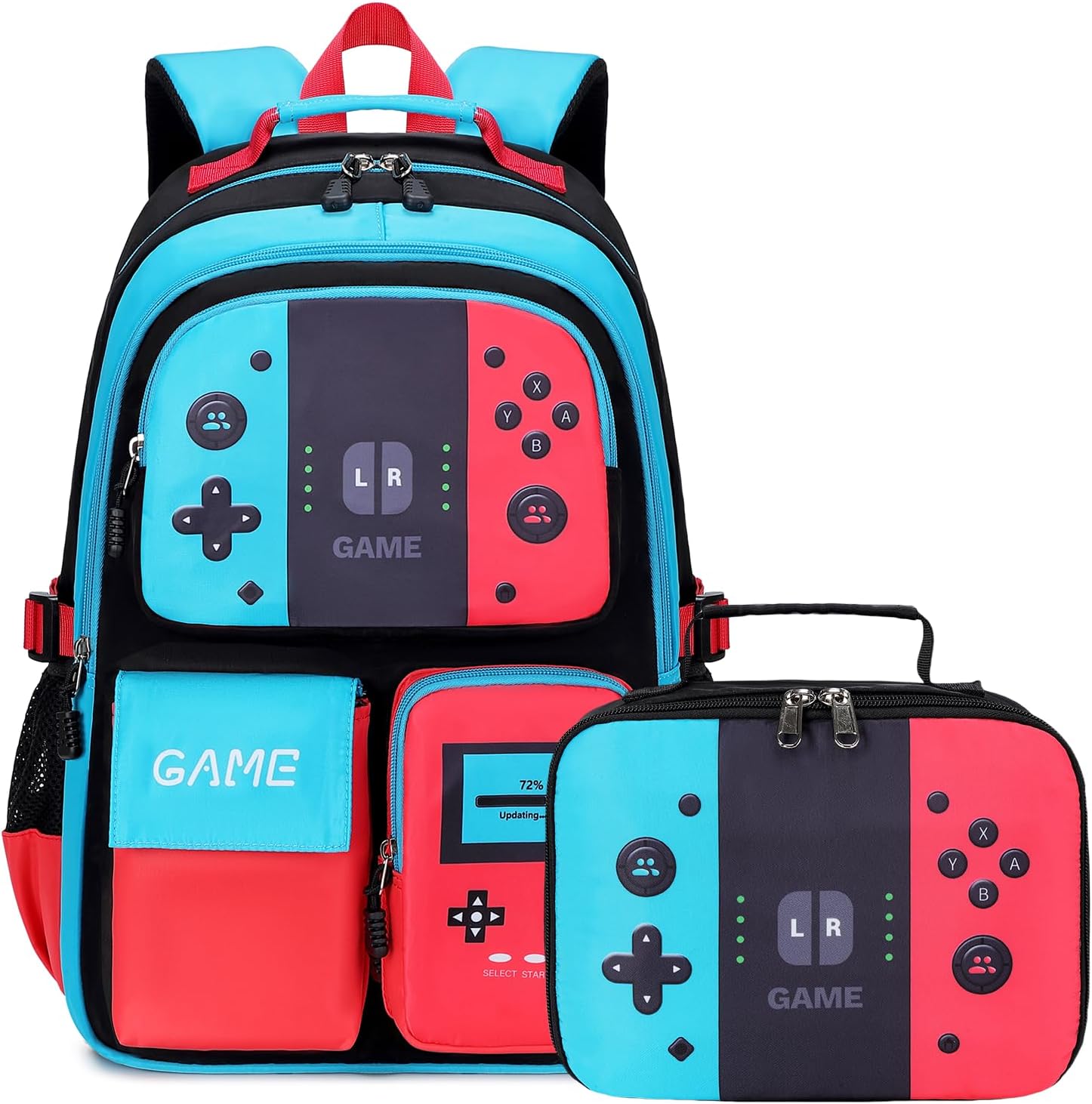 Blue Red Glow-in-the-Dark School Backpack with Laptop Sleeve