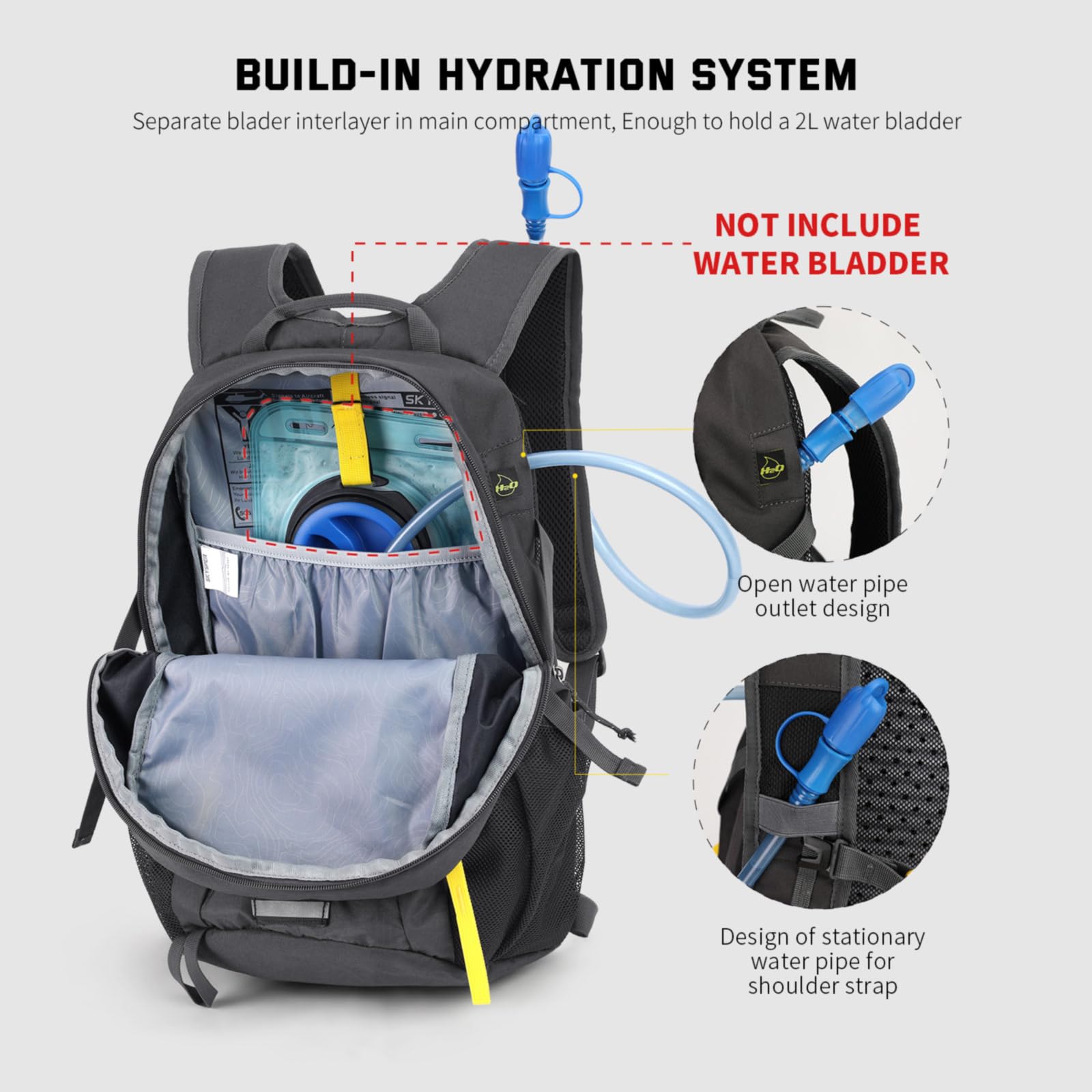 SKYSPER 20L Lightweight Hiking Backpack – Water-Resistant Daypack for Men & Women, Dark Gray