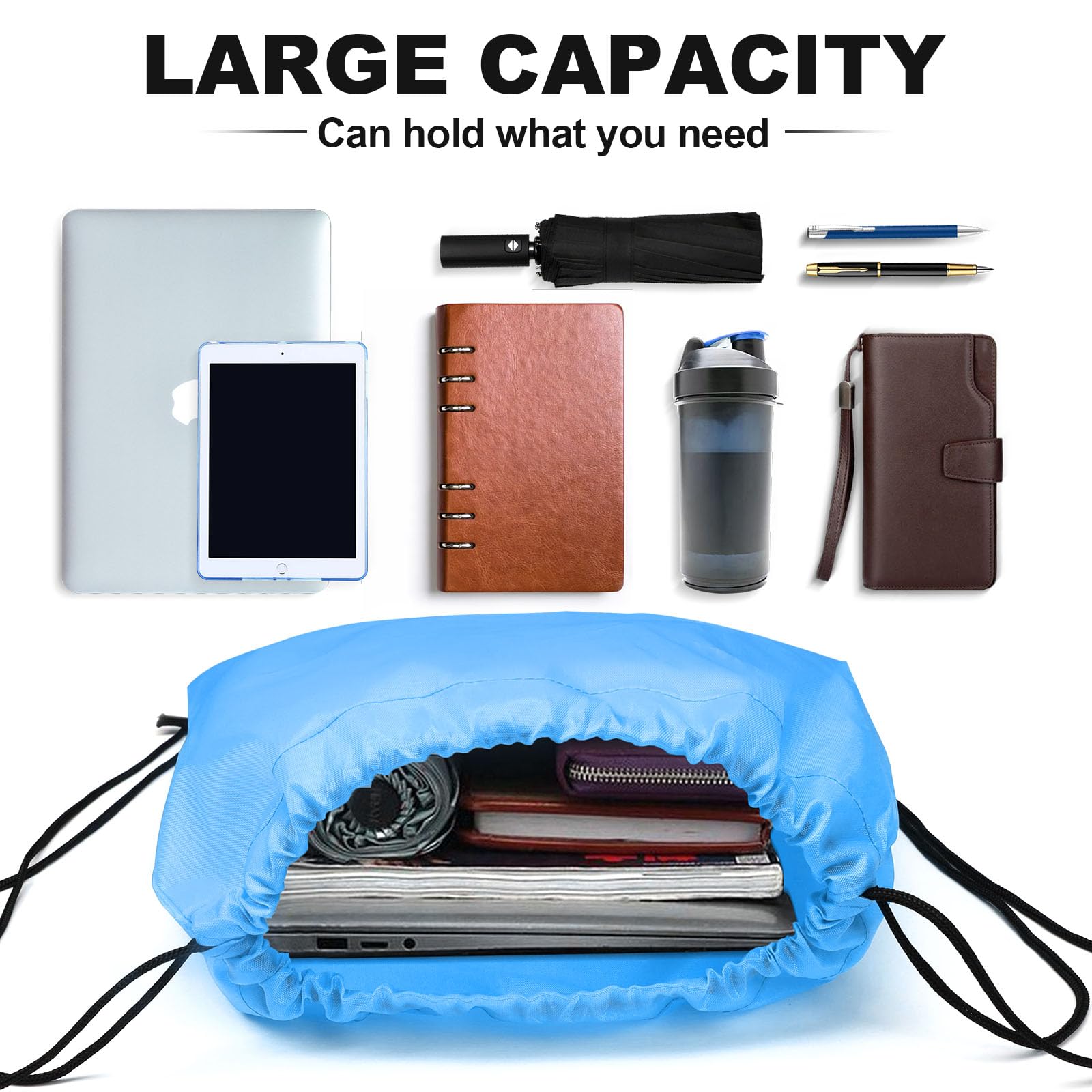 GRNERIC 8-Pack Drawstring Backpacks – Bulk Multicolor Cinch Bags for Gym, Travel, Yoga & Outdoor Sports