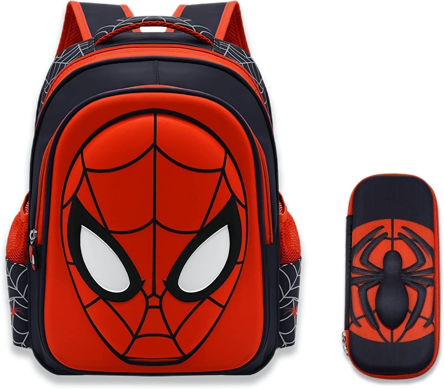 Red 3D Spider School Backpack Set with Pencil Case