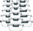 Glass Food Storage Containers with Lids – 30-Piece Borosilicate Meal Prep Set (Gray Lids)