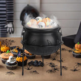 3-Pack Black Witch Cauldron Serving Bowls with Green LED Lights – Halloween Candy & Snack Display Set