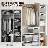 Large Fabric Closet Storage Baskets (4-Pack) – Decorative Collapsible Organizer Bins with Handles, White & Grey