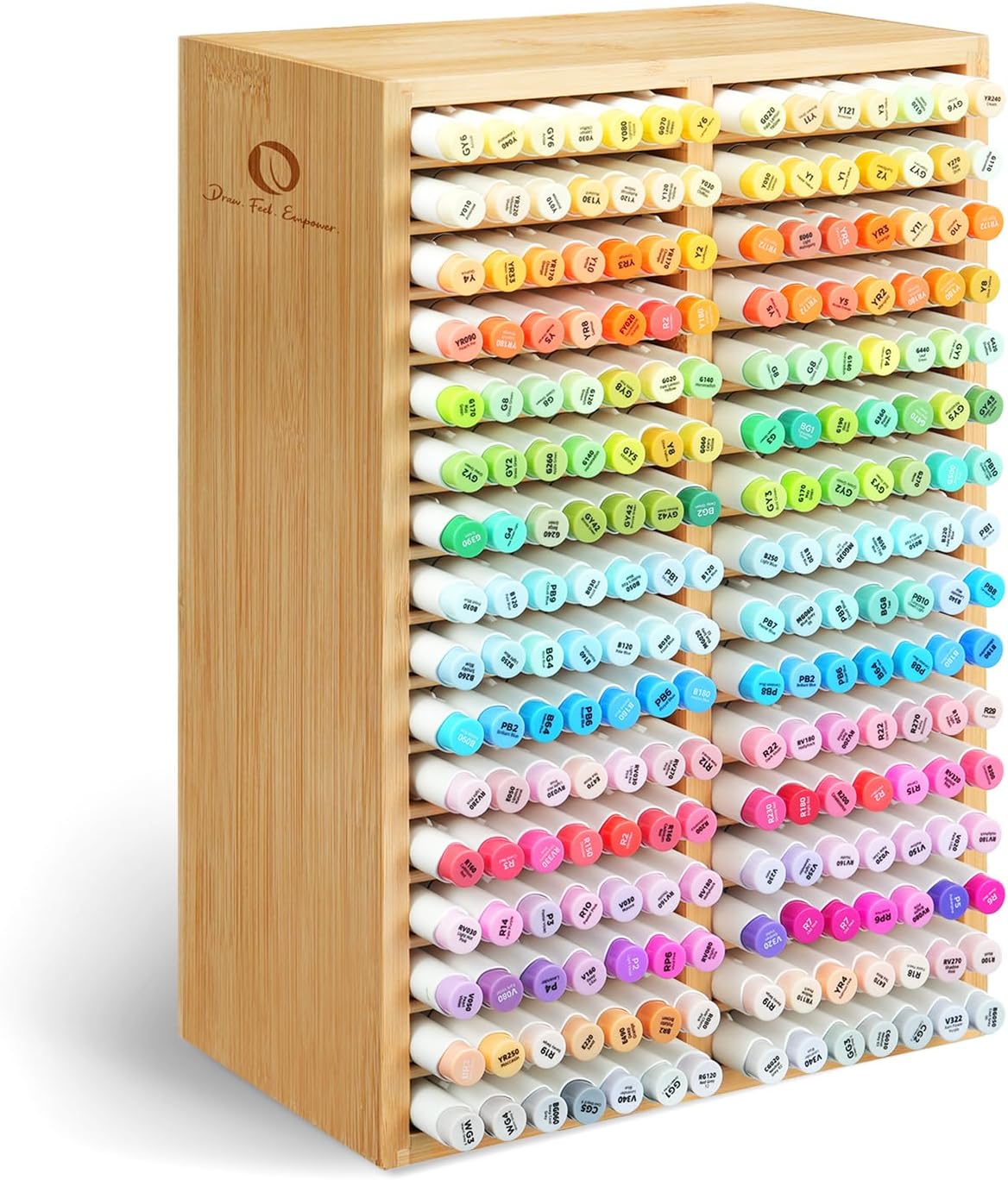 126-Marker Bamboo Desktop Organizer with 18 Compartments
