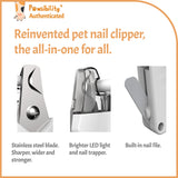 LED Light Pet Nail Clippers with Rechargeable Battery, Safety Illuminated Blade, Built-In Nail File and Nail Storage for Dogs and Cats