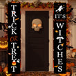 Halloween Porch Banners – Trick or Treat & It’s October Witches Hanging Signs for Front Door & Outdoor Decor