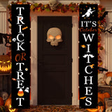 Halloween Porch Banners – Trick or Treat & It’s October Witches Hanging Signs for Front Door & Outdoor Decor