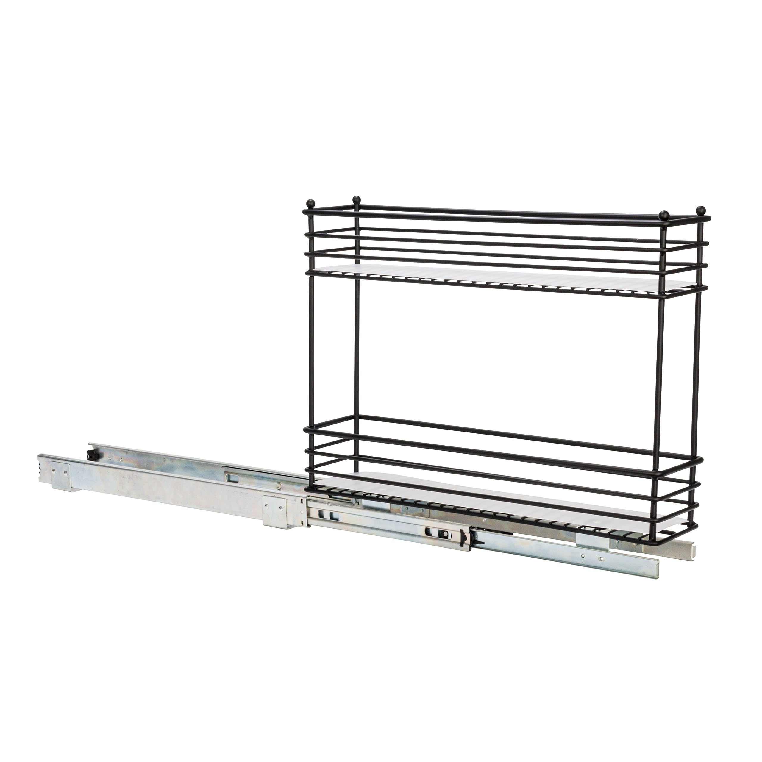 Household Essentials Glidez 2-Tier Pull-Out Cabinet Organizer – Slim Slide-Out Steel Storage with Protective Liners