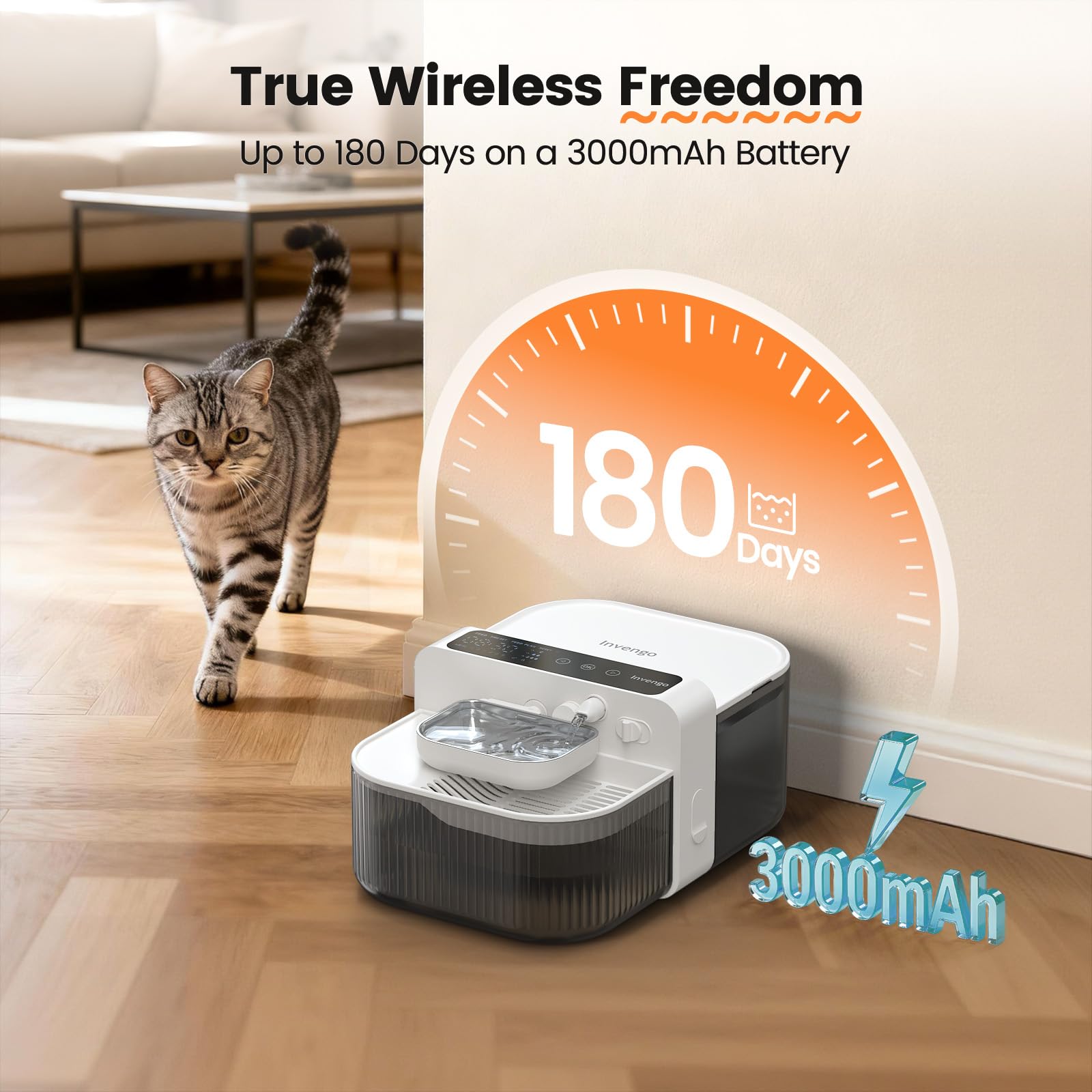 Beige Smart Wastewater Separation Pet Water Fountain 3.5L – 304 Stainless Steel & 180-Day Battery (Beige)