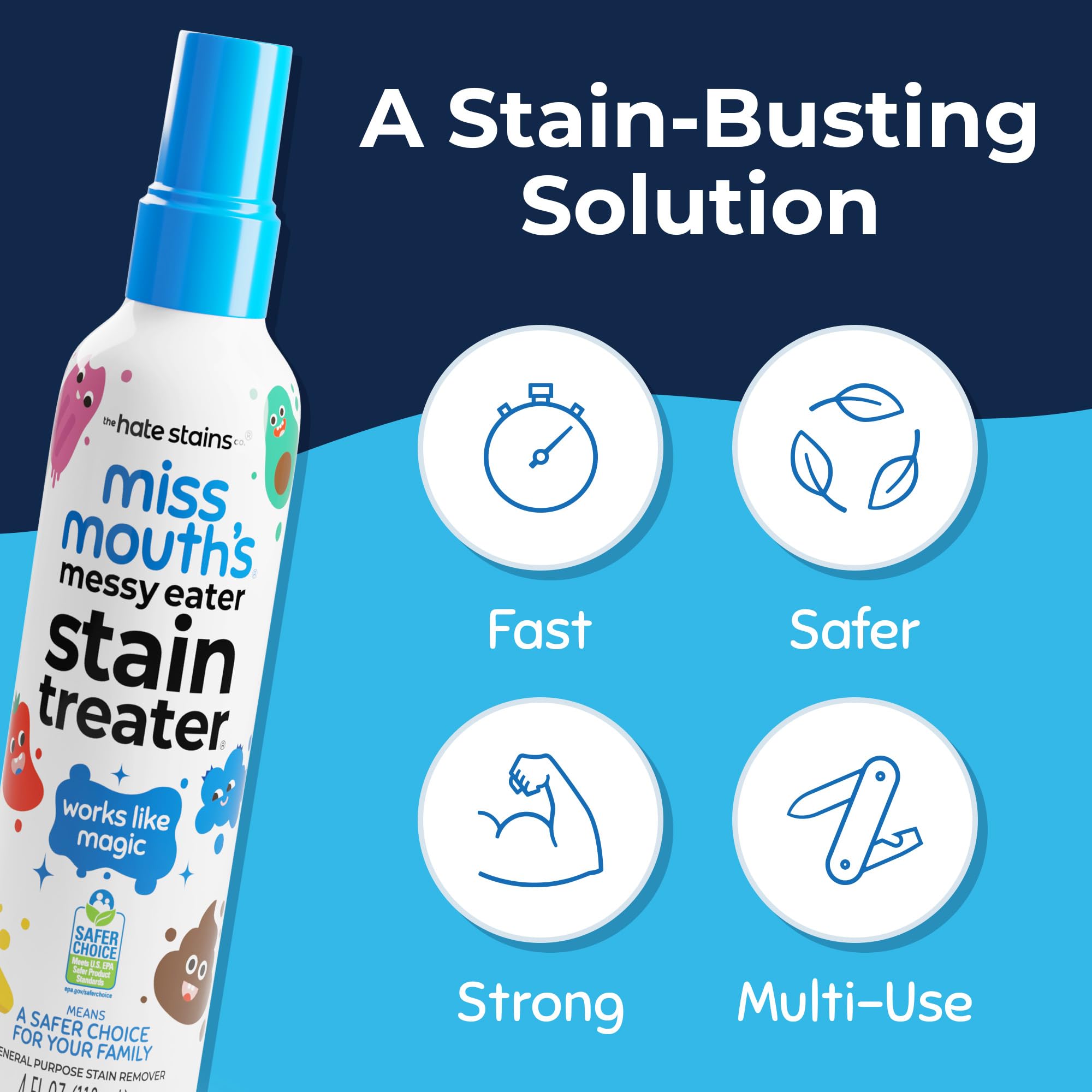 Miss Mouth’s Messy Eater Stain Remover Spray – Fast Acting Laundry Stain Cleaner for Baby Clothes & Fabrics