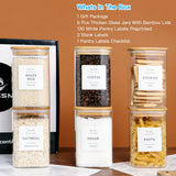 35oz Square Glass Pantry Storage Containers with Bamboo Lids – 6 Pack Airtight Kitchen Organizer Set