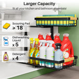 Heavy-Duty 2-Tier Under Sink Organizer with Adjustable Height – Sliding Cabinet Storage Rack (Black)