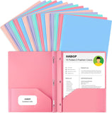 5-Pack Pastel Plastic Two-Pocket Folders with Prongs