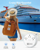 Compact Travel Power Strip with USB-C – 7 Device Charging Station, Ultra Thin Flat Plug & 4ft Wrap Cord for Hotels, Cruise & Home Use