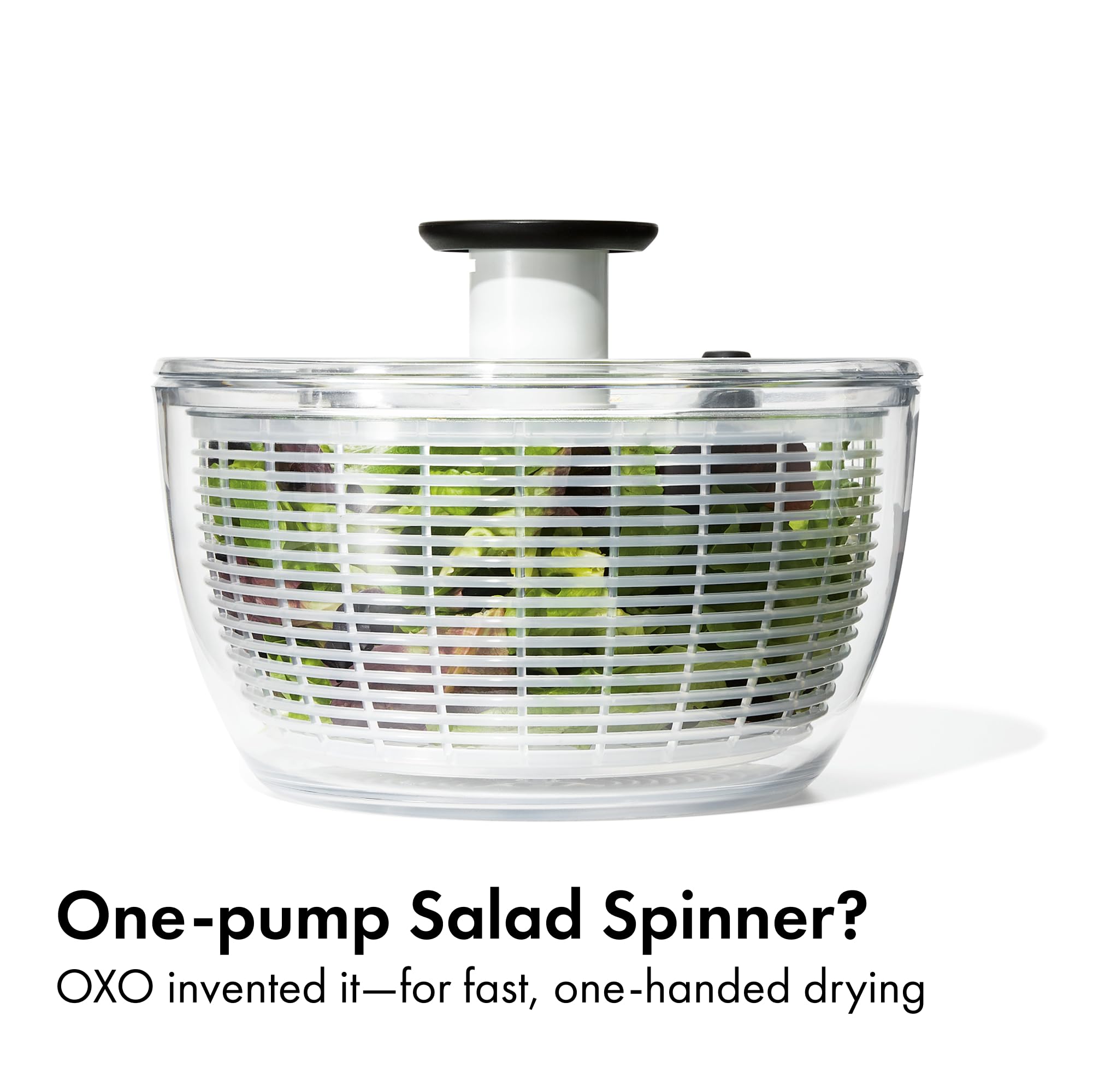 One-Touch Salad Spinner with Non-Slip Base for Lettuce, Herbs & Vegetables