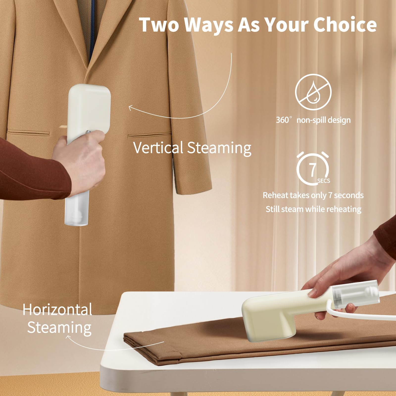 Mini Portable Handheld Garment Steamer 800W Fast Heat Travel Wrinkle Remover with Compact Water Tank