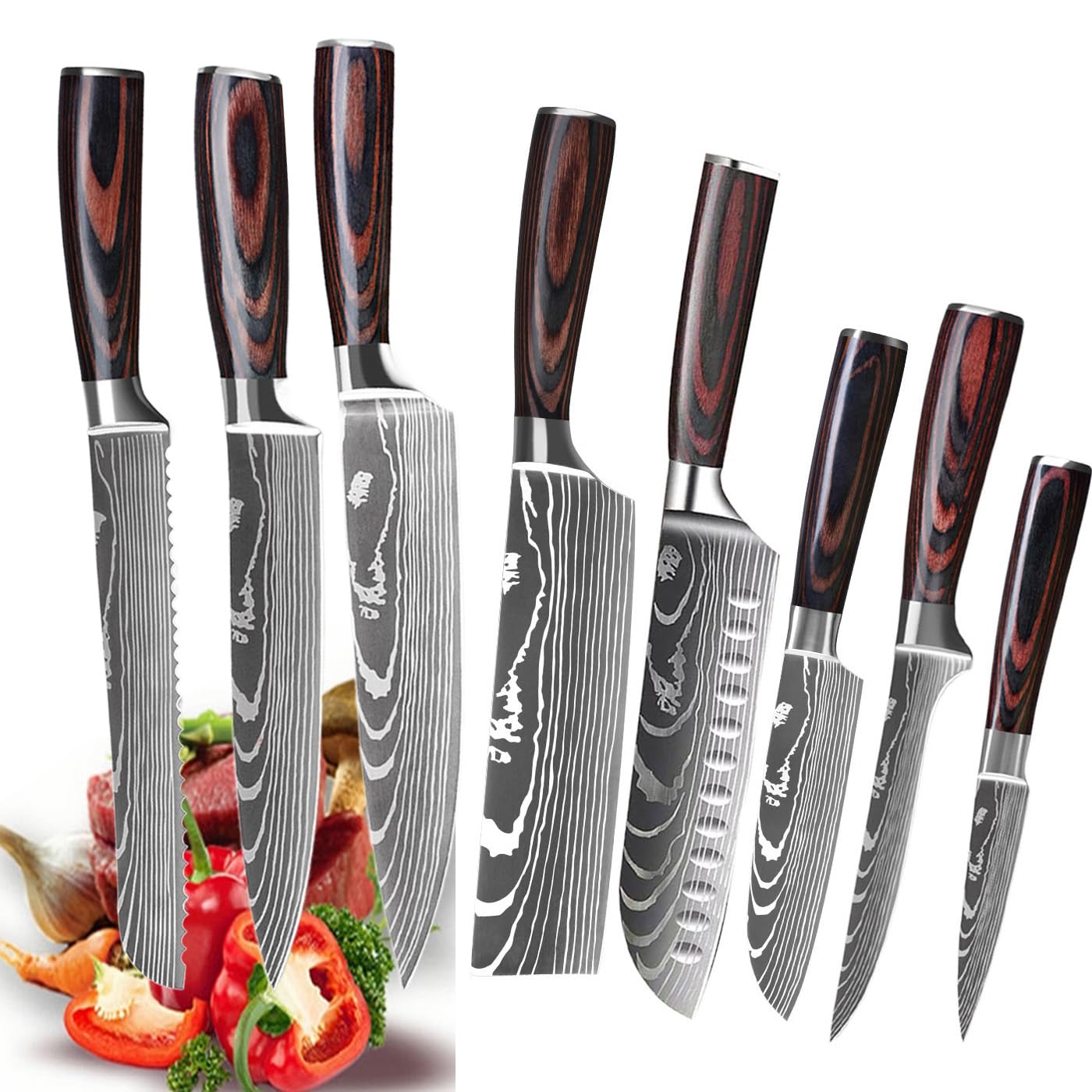 8-Piece Professional Kitchen Knife Set – High Carbon Stainless Steel, Ultra Sharp Blades