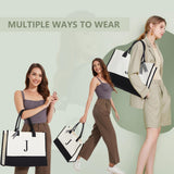 BeeGreen Personalized Canvas Tote Bag for Women – Monogram Embroidered Large Beach, Work & Gift Tote (Natural & Black)