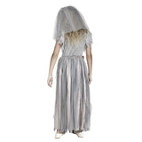 Haunted Bride Costume – Ghostly Gown with Veil, Headband & Bouquet 👰‍♀️💀