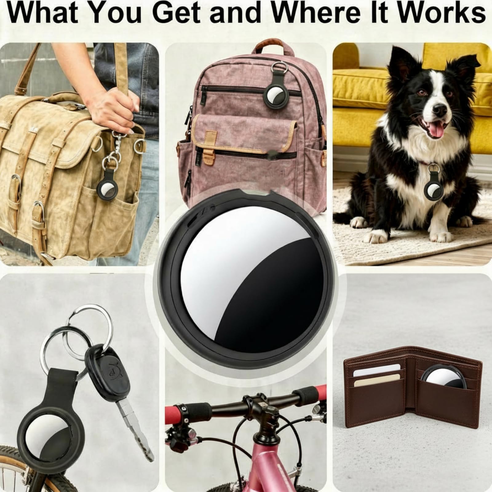 Smart Bluetooth Item Tracker 2-Pack for Apple Find My Network – No Subscription Key & Pet Locator Tags (Black + White)