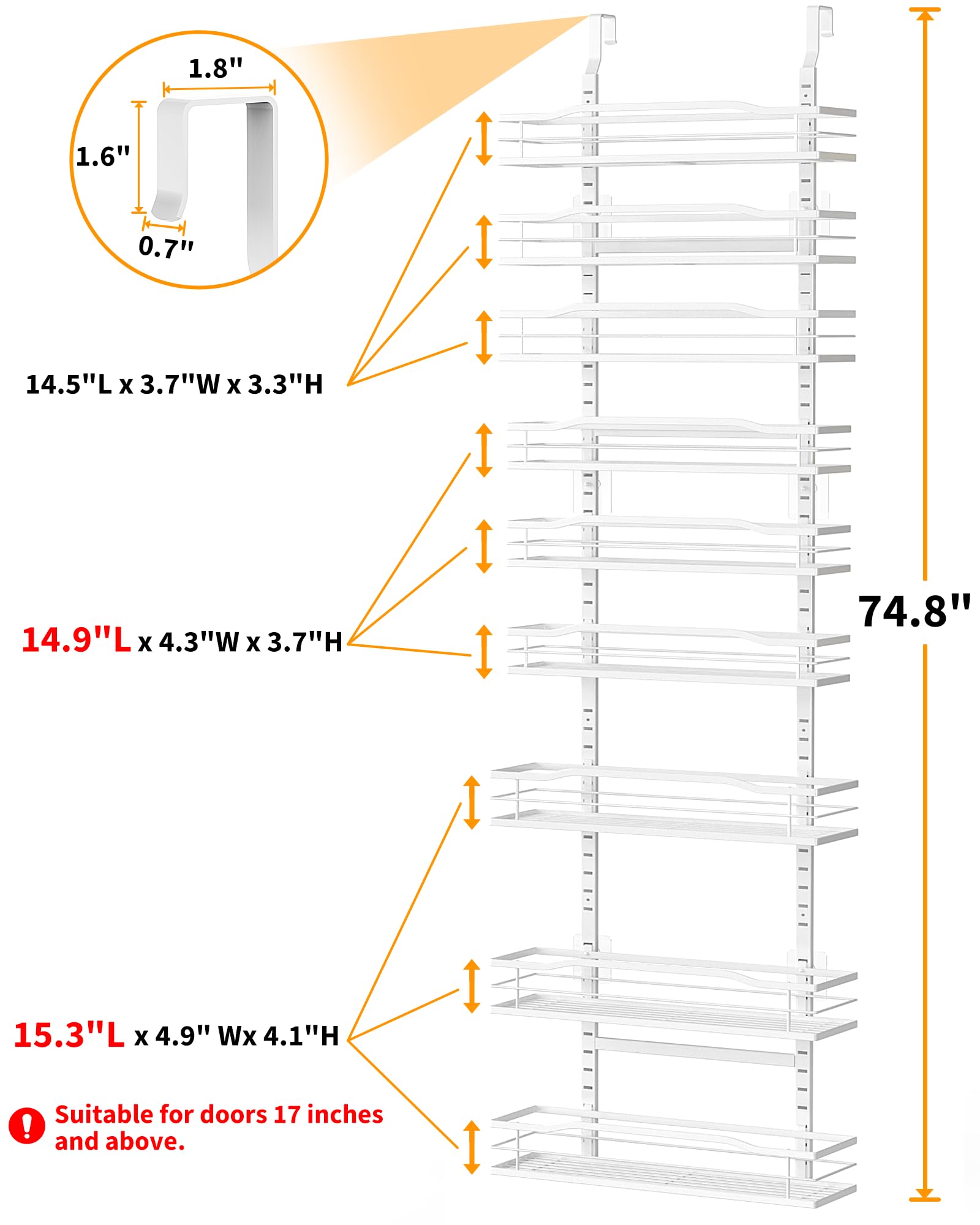 MOFOROCO 9-Tier Over-the-Door Pantry Organizer – Metal Hanging Storage Shelves for Kitchen, Bathroom & Laundry