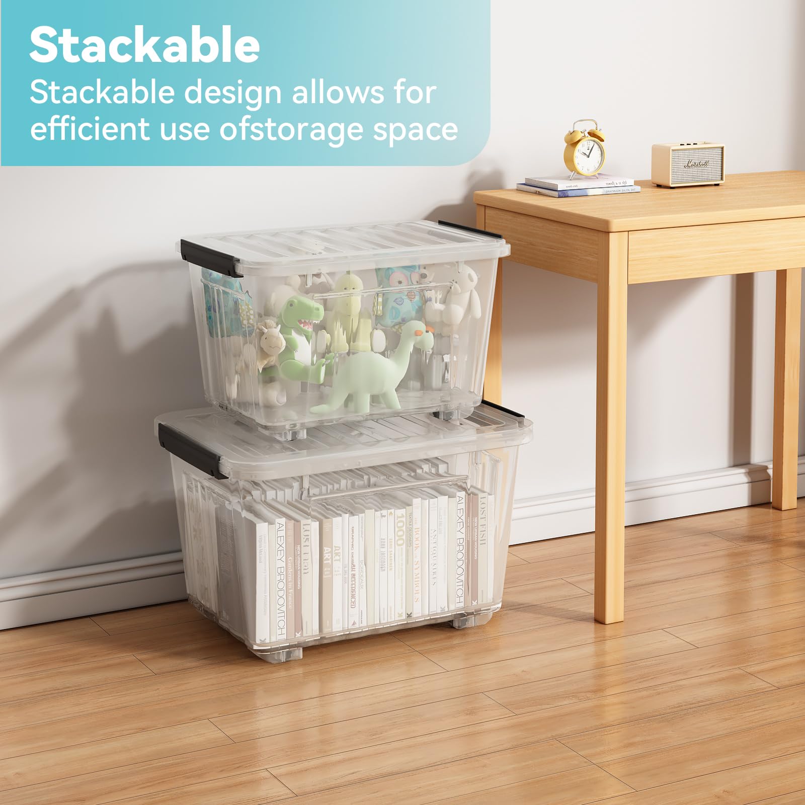 Extra Large Clear Storage Bin with Lid – 72QT / 68L Stackable Plastic Storage Box