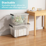 Extra Large Clear Storage Bin with Lid – 72QT / 68L Stackable Plastic Storage Box