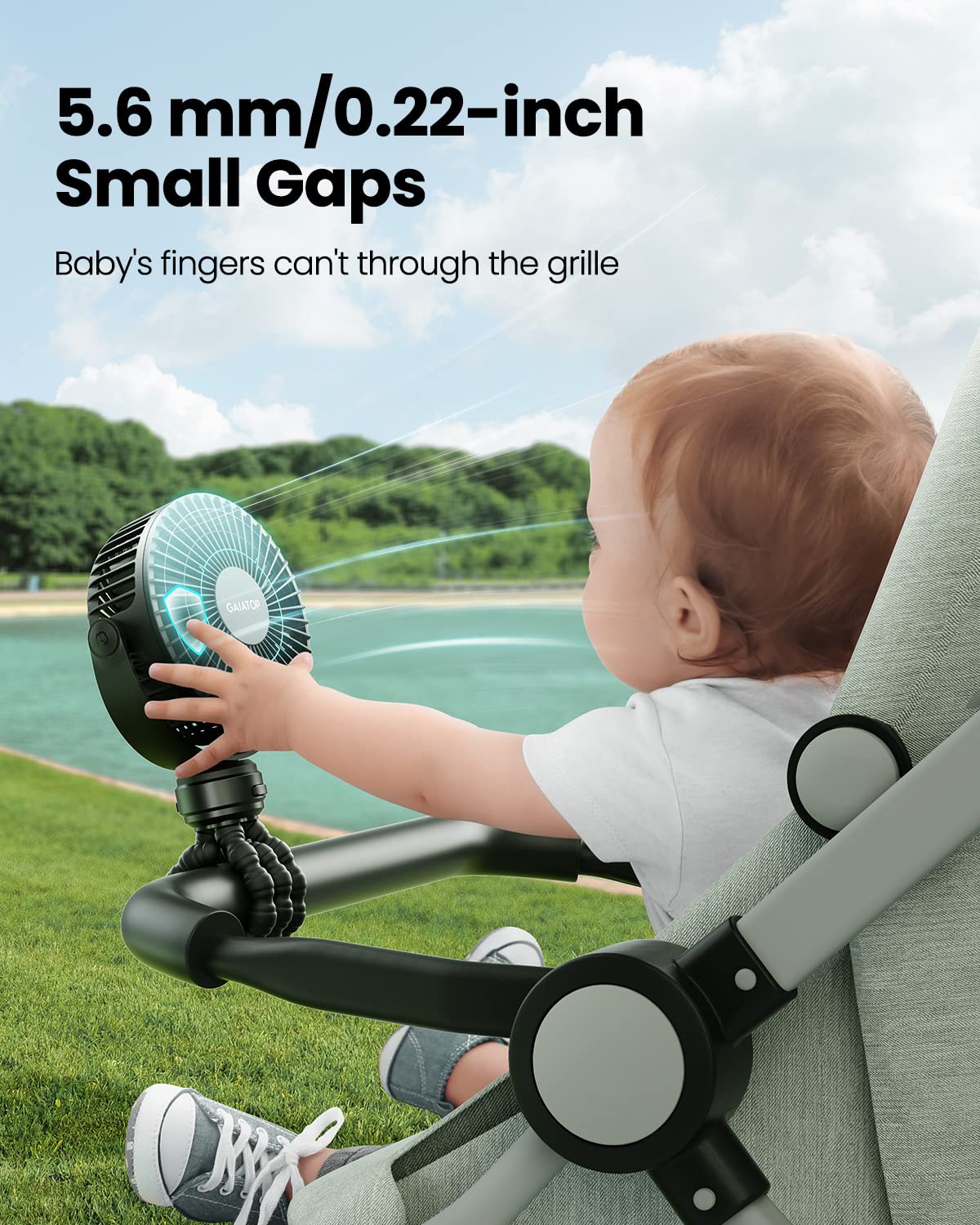 USB Rechargeable Stroller Fan for Baby – Portable Clip Fan with Flexible Tripod & Quiet Cooling