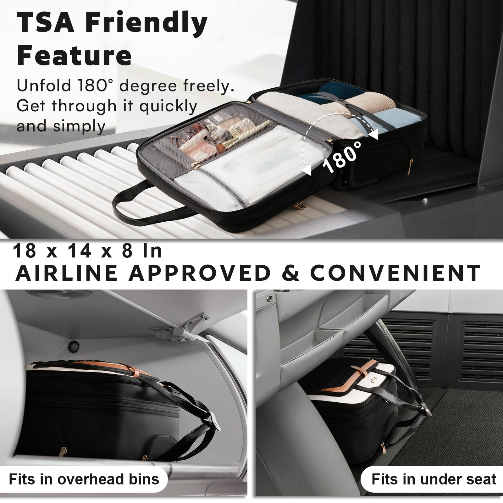 Arcoyard Rolling Laptop Briefcase with Wheels for Women – 16-Inch Waterproof Underseat Carry-On,