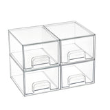 Clear Stackable Drawer Organizer Set (4-Pack) – Pull-Out Storage Drawers for Bathroom, Kitchen, Vanity & Pantry