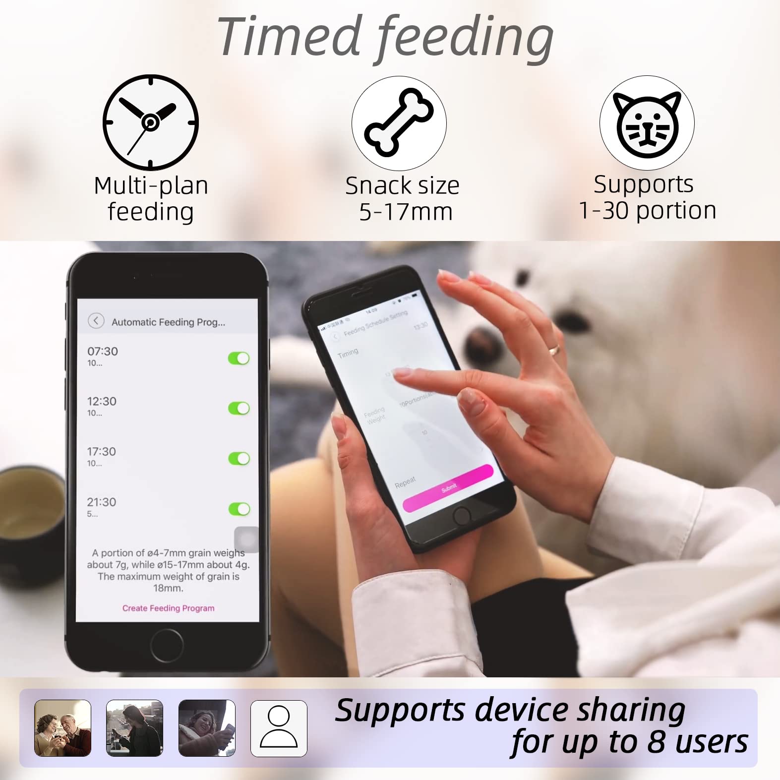 Smart Automatic Pet Feeder with 1080P HD Camera, 8L Capacity, WiFi App Control, Night Vision & Two-Way Audio for Cats and Dogs