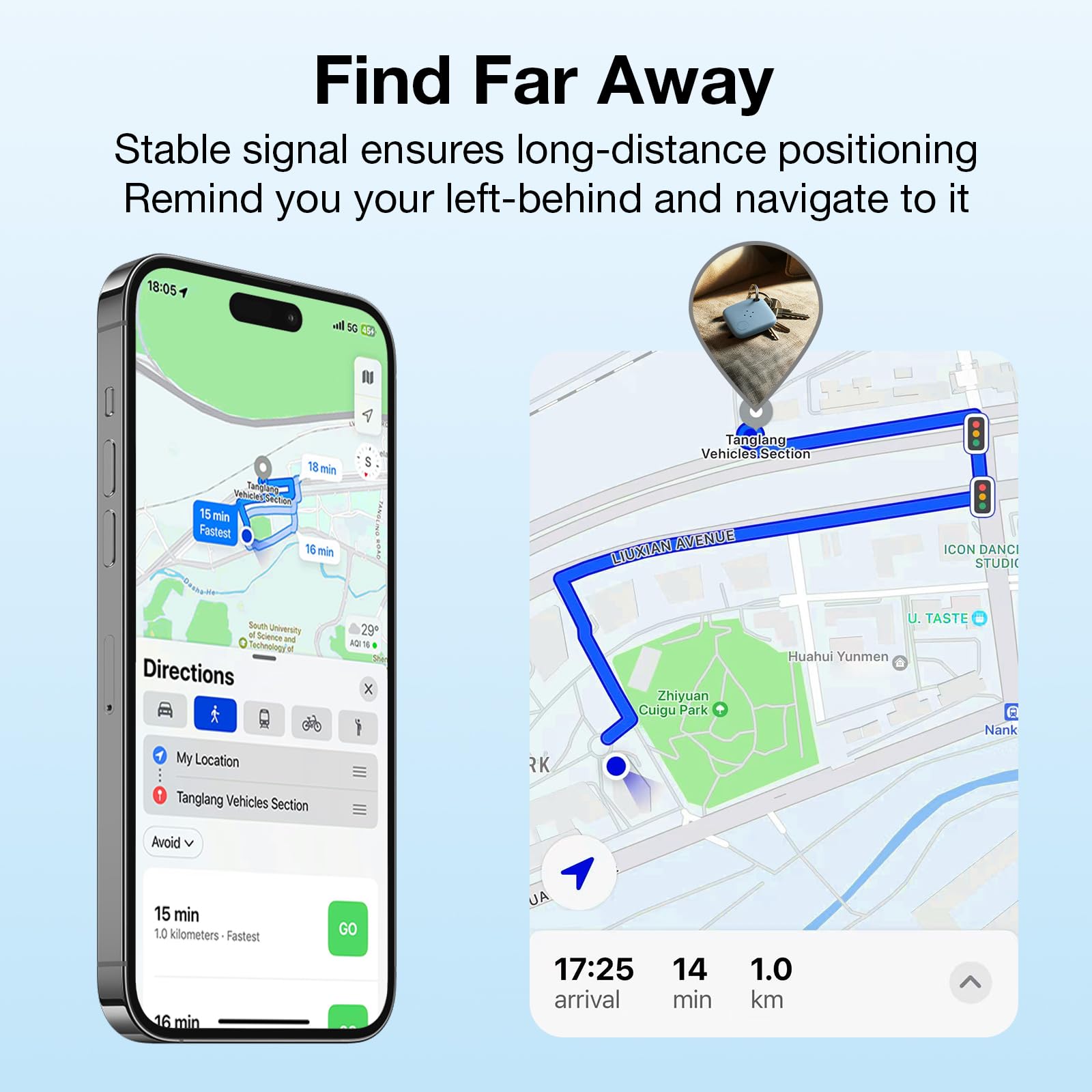 Smart Bluetooth Tracker Tag Compatible with Apple Find My & Google Find Hub, Waterproof Item Locator with Sound Alert – White