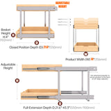 Jowboow Compact 2-Tier Wooden Pull-Out Cabinet Shelves – Heavy-Duty Independent Slide-Out Drawers