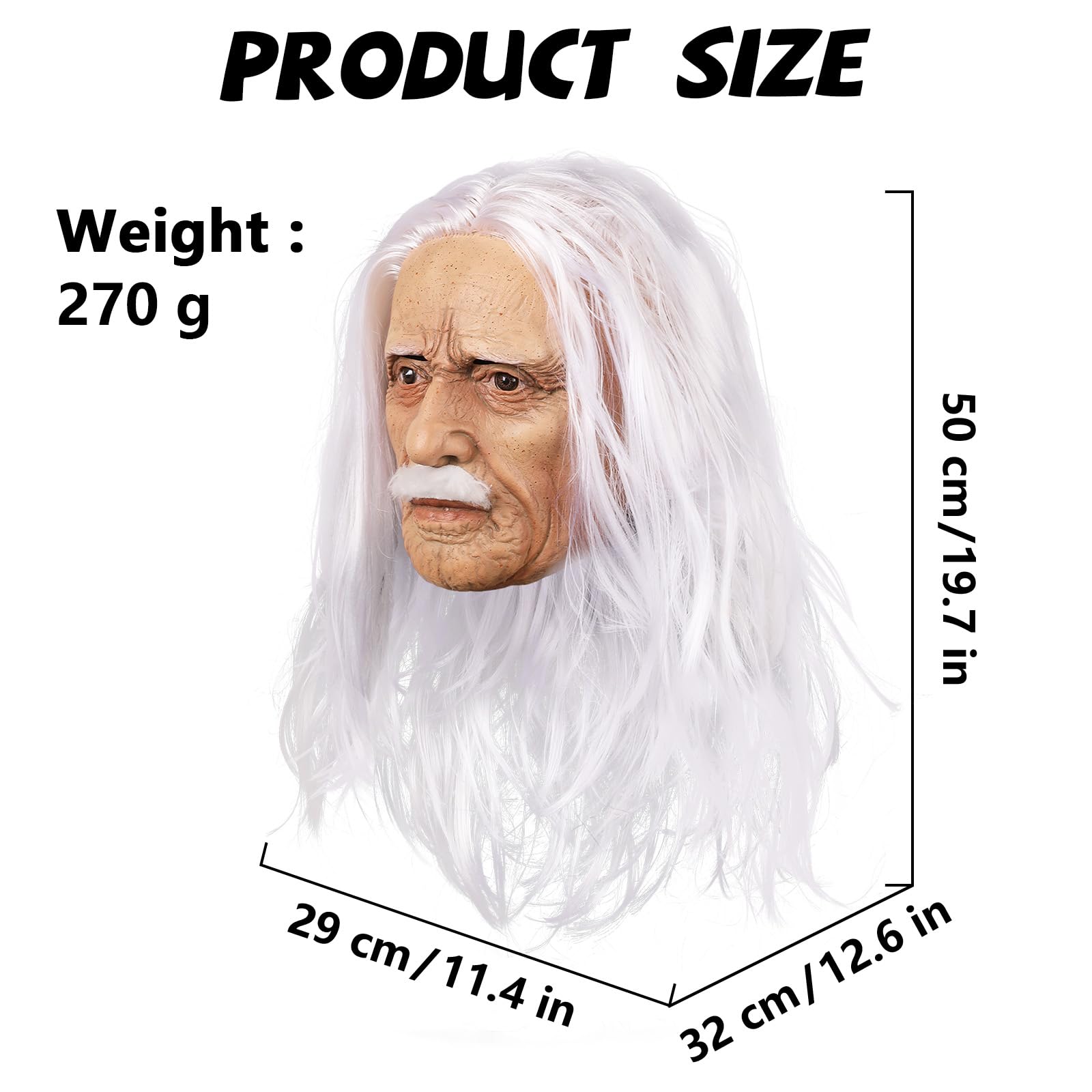 Realistic Old Man Latex Mask – Creepy Full Head Halloween Costume for Adults 🎭😱
