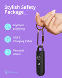 Vantamo Rechargeable Personal Safety Alarm – 130dB Dual Speakers, Strobe Light & Low-Battery Alert (Charcoal)