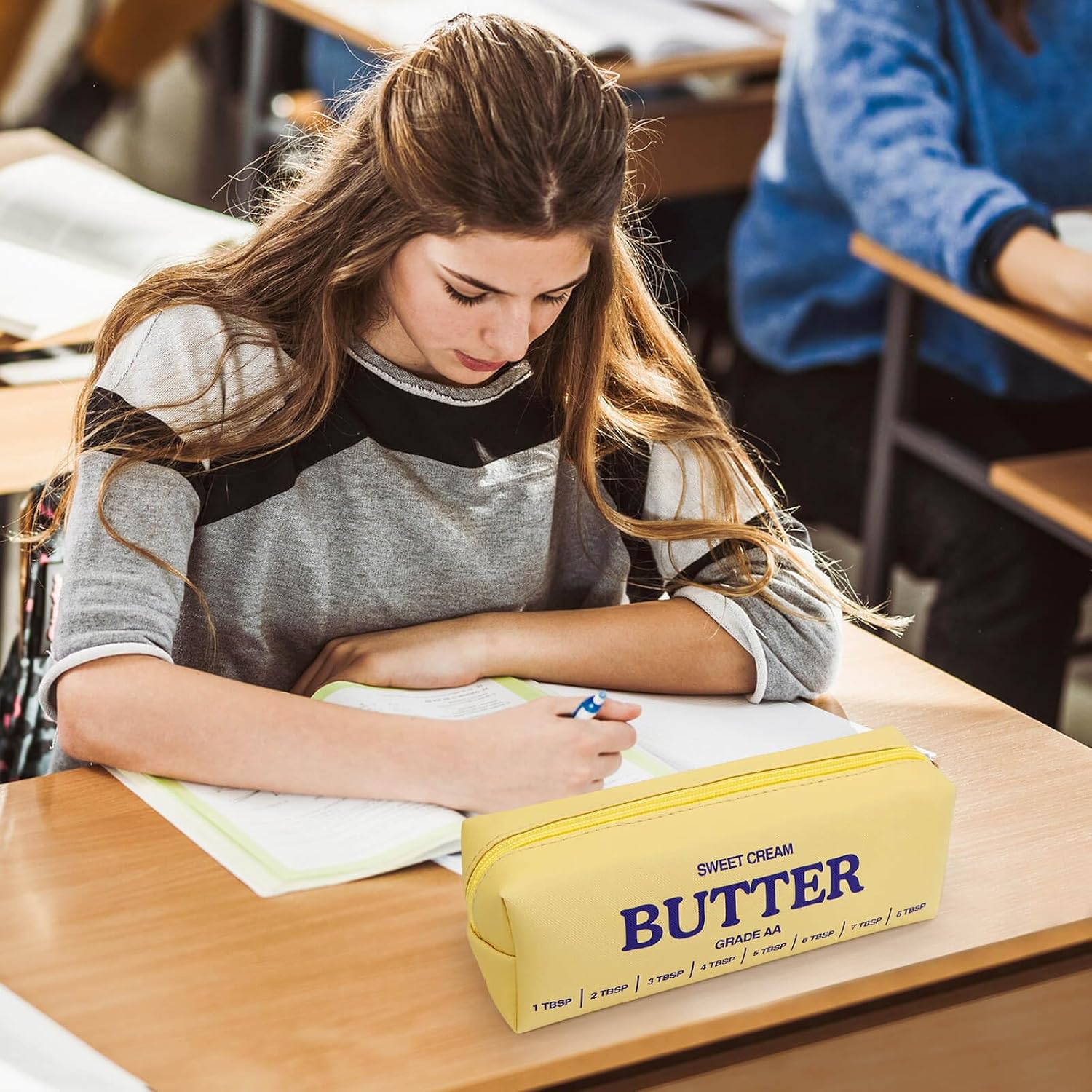 Butter Stick Pencil Case with Zipper and Large Storage