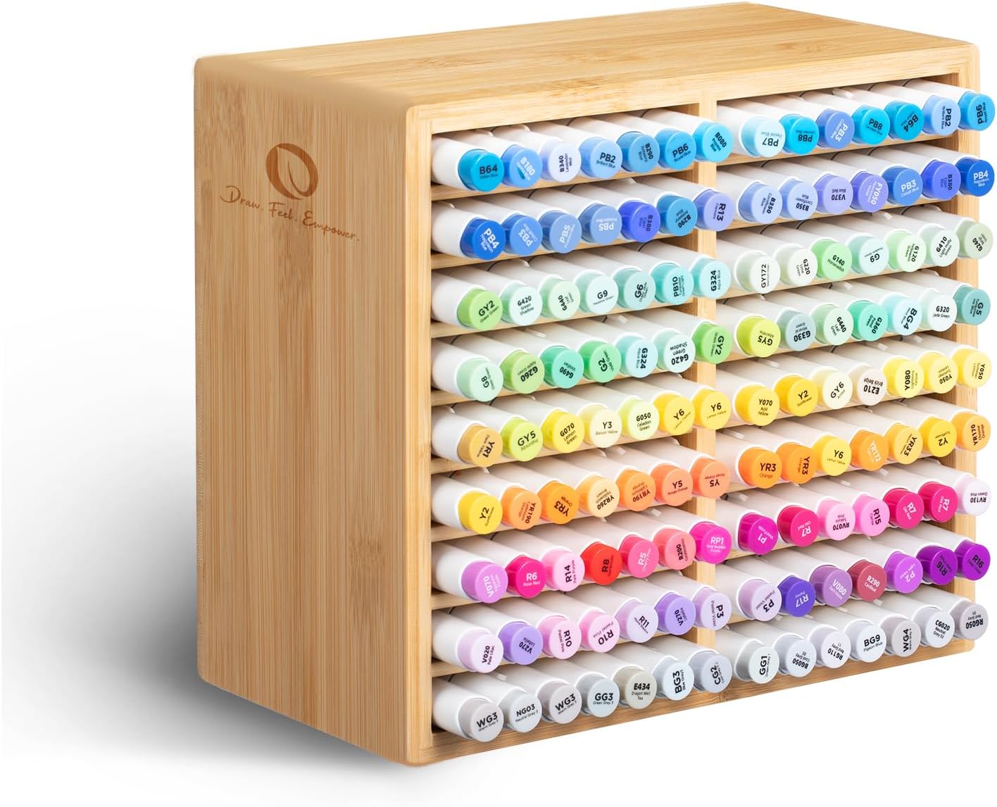 126-Marker Bamboo Desktop Organizer with 18 Compartments