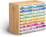 126-Marker Bamboo Desktop Organizer with 18 Compartments