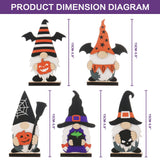 Set of 5 Halloween Gnome Table Decorations – Black, White, Blue & Orange Wooden Figurines for Festive Decor