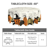Halloween Round Tablecloth – Black Pumpkin Skull Polyester Cover for Dining & Party Decor (20"–47")